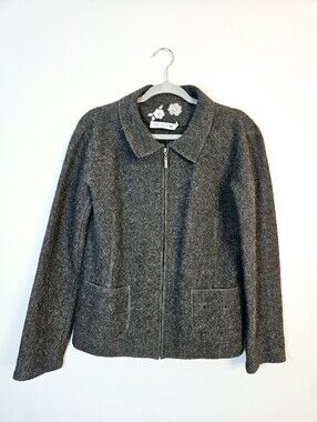 Rino Rossi 100% Wool Zip Up Jacket Size S Grey EUC